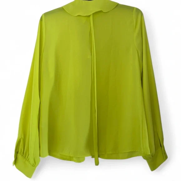 Riley & Rae Neon Yellow Ruffle Front Blouse - Picture 4 of 4